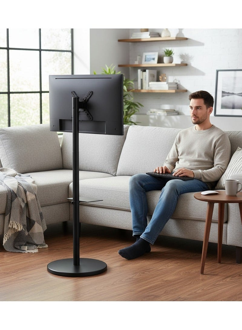 BEETEC Mobile Monitor Stand for 14"–40" Screens, VESA 200x200mm, 12kg Load Capacity, Adjustable Height, Tilt, Swivel & Rotation, with Wheels and Storage Tray, Black | TF-FMS801B - Image 5